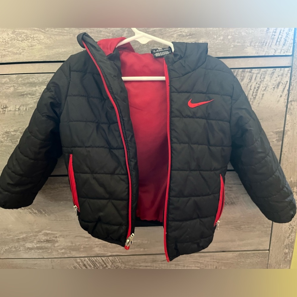 Nike Black and Red Puffer Jacket